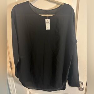 Ann Taylor Classic sheet long sleeve Black Top size small NWT